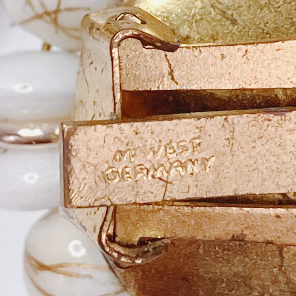 Vintage Stamped West Germany White Gold Tone Glass Bead Cluster Clip Earrings - Picture 10 of 13